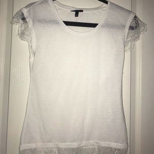 Topshop White Lace Trim Tee